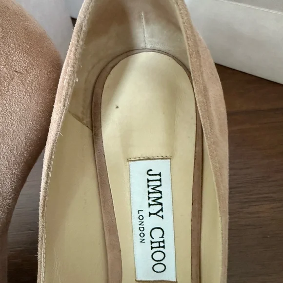Jimmy Choo Beige Suede Heels - Picture 7 of 10